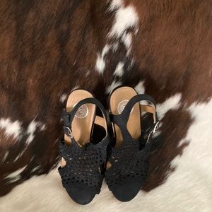 Black Wedge Sandals